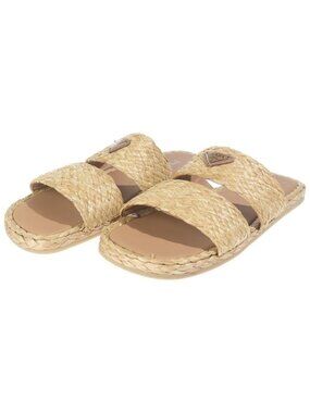 Prada Raffia Sandals Beige
